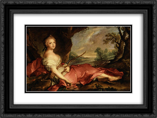 Portrait of Mary Adelaide of France as Diana 24x18 Black Ornate Wood Framed Art Print Poster with Double Matting by Nattier, Jean Marc