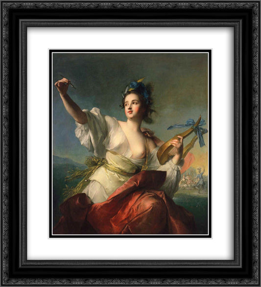 Terpsichore, Muse of Dance 20x22 Black Ornate Wood Framed Art Print Poster with Double Matting by Nattier, Jean Marc