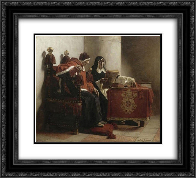 Le pape et l'inquisiteur 22x20 Black Ornate Wood Framed Art Print Poster with Double Matting by Laurens, Jean Paul