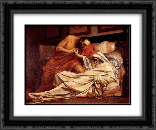 The Death of Tiberius 24x20 Black Ornate Wood Framed Art Print Poster with Double Matting by Laurens, Jean Paul