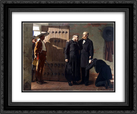 The Last moments of Maximilian, Emperor of Mexico 24x20 Black Ornate Wood Framed Art Print Poster with Double Matting by Laurens, Jean Paul