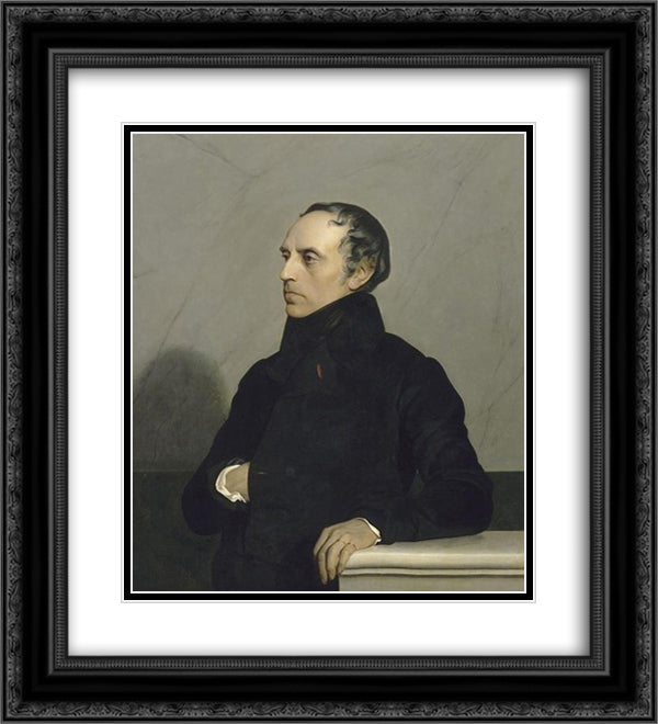 Francois Guizot (after a painting by Paul Delaroche) 20x22 Black Ornate Wood Framed Art Print Poster with Double Matting by Vibert, Jehan Georges