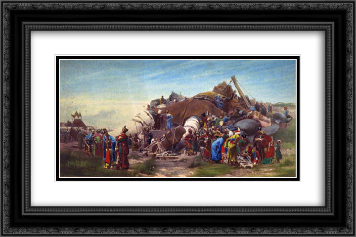 Gulliver 24x16 Black Ornate Wood Framed Art Print Poster with Double Matting by Vibert, Jehan Georges