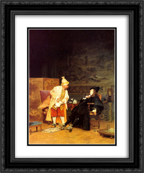 The Sick Doctor 20x24 Black Ornate Wood Framed Art Print Poster with Double Matting by Vibert, Jehan Georges