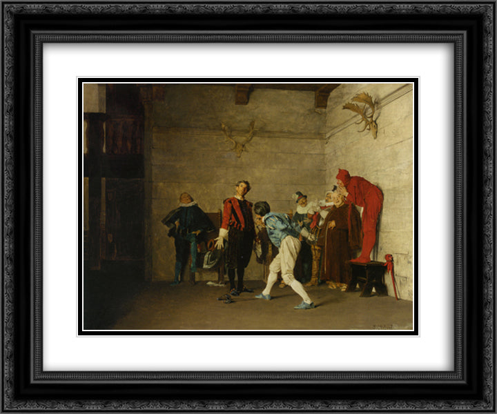 The Thespians 24x20 Black Ornate Wood Framed Art Print Poster with Double Matting by Vibert, Jehan Georges