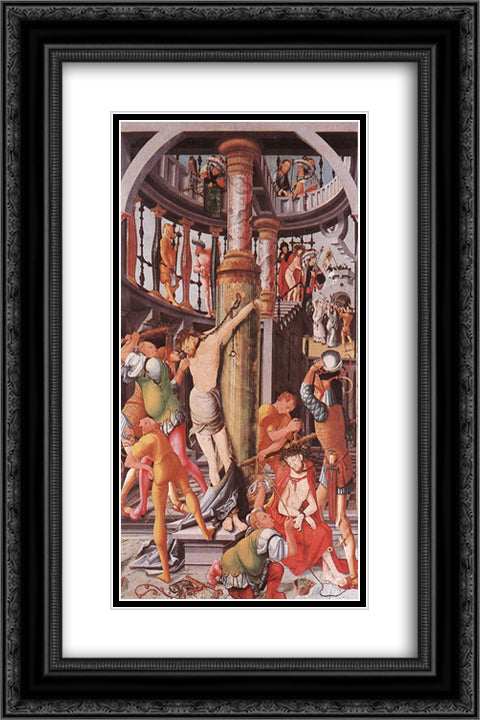 Flagellation of Christ 16x24 Black Ornate Wood Framed Art Print Poster with Double Matting by Ratgeb, Jerg