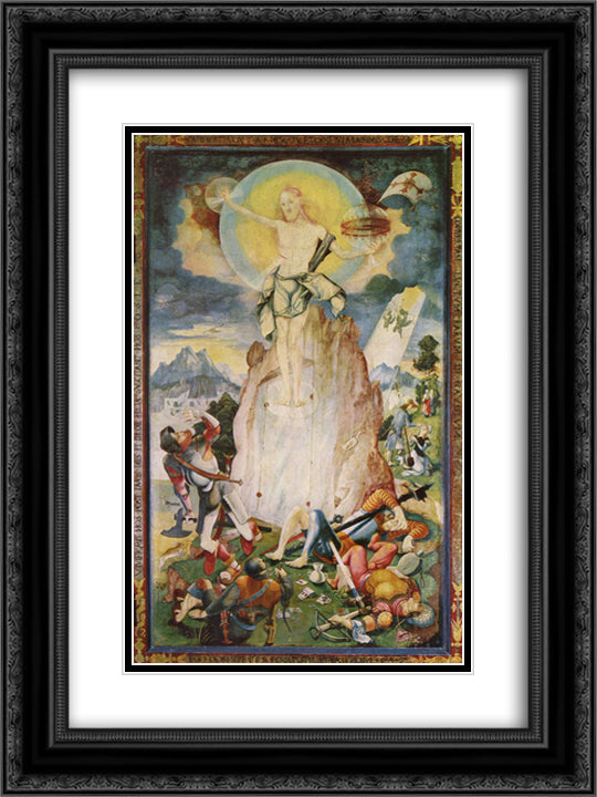 Resurrection of Christ 18x24 Black Ornate Wood Framed Art Print Poster with Double Matting by Ratgeb, Jerg