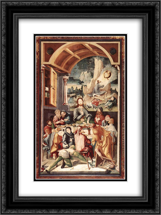 The Last Supper 18x24 Black Ornate Wood Framed Art Print Poster with Double Matting by Ratgeb, Jerg