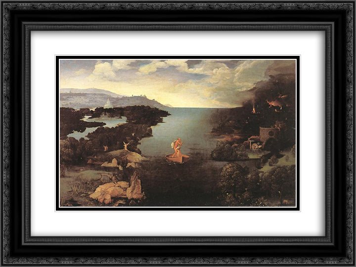 Charon 24x18 Black Ornate Wood Framed Art Print Poster with Double Matting by Patinir, Joachim