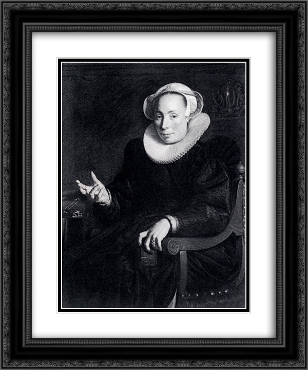 Portrait Of The Artist's Wife 20x24 Black Ornate Wood Framed Art Print Poster with Double Matting by Wtewael, Joachim