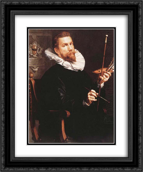 Self portrait 20x24 Black Ornate Wood Framed Art Print Poster with Double Matting by Wtewael, Joachim