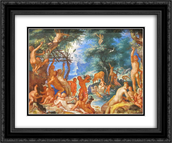 The Golden Age 24x20 Black Ornate Wood Framed Art Print Poster with Double Matting by Wtewael, Joachim