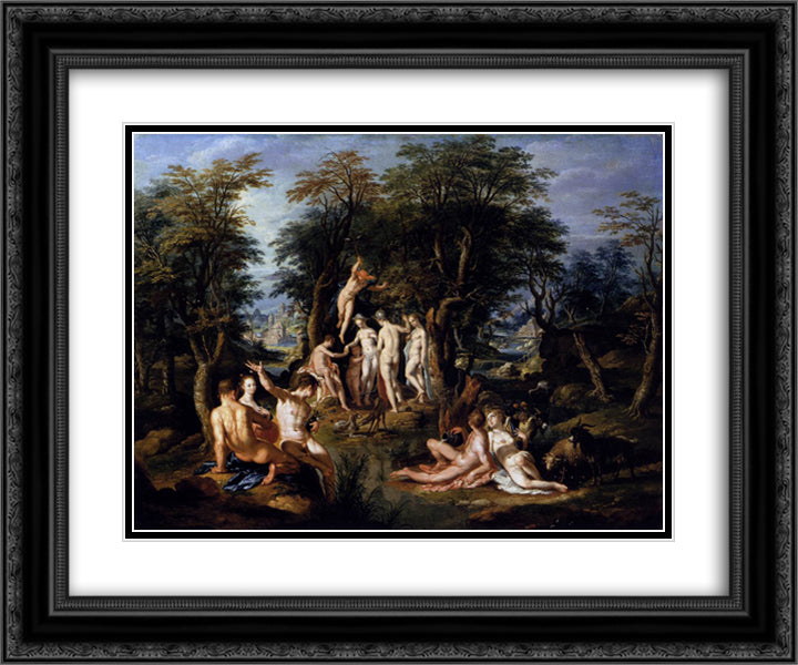 The Judgment of Paris 24x20 Black Ornate Wood Framed Art Print Poster with Double Matting by Wtewael, Joachim