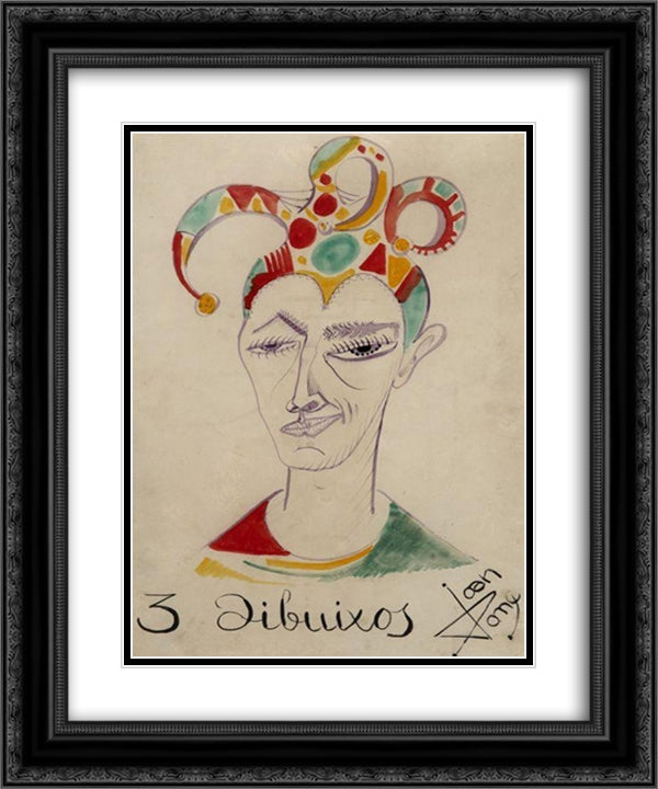 Arlequin 20x24 Black Ornate Wood Framed Art Print Poster with Double Matting by Ponc, Joan