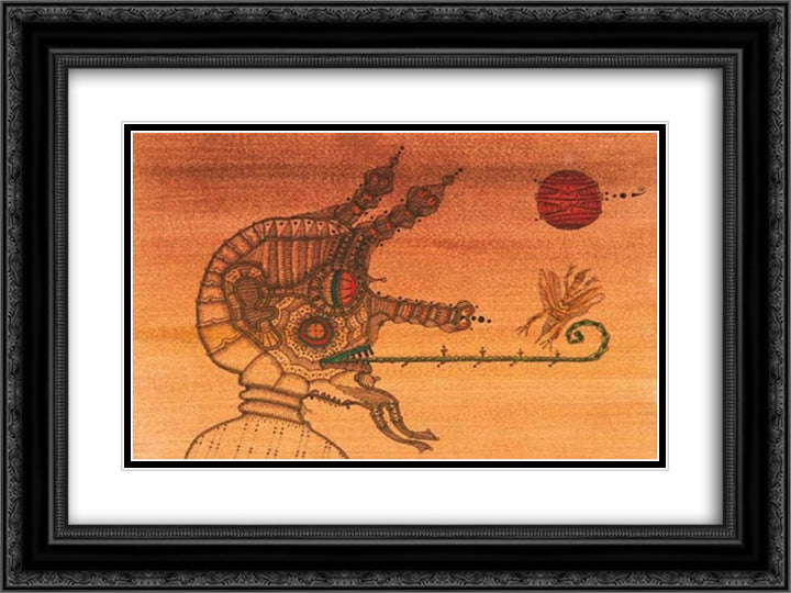 Capses secretes 24x18 Black Ornate Wood Framed Art Print Poster with Double Matting by Ponc, Joan