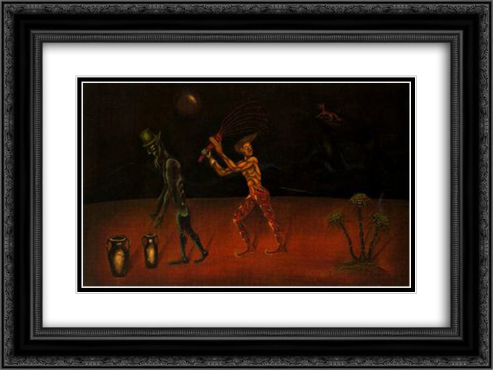 Dimoni Verd 24x18 Black Ornate Wood Framed Art Print Poster with Double Matting by Ponc, Joan