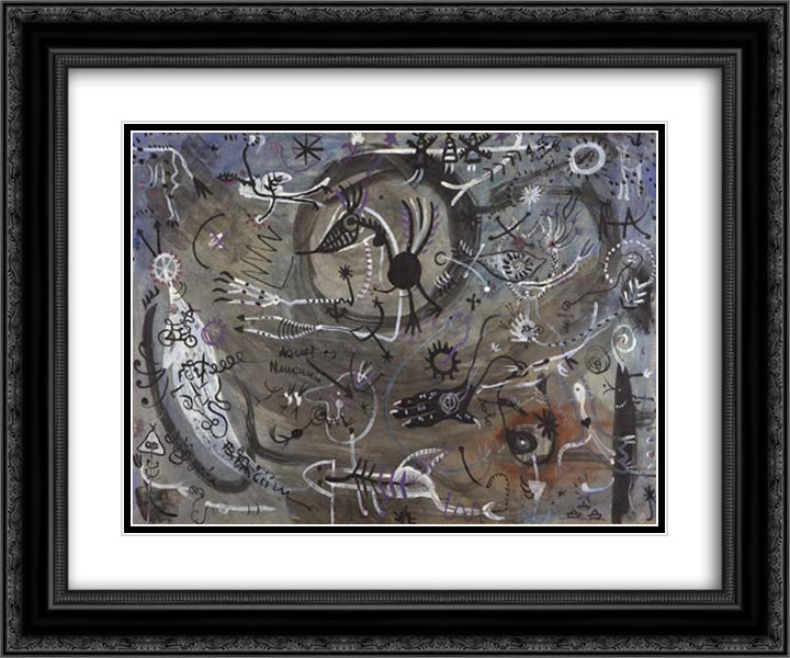 Untitled 24x20 Black Ornate Wood Framed Art Print Poster with Double Matting by Ponc, Joan