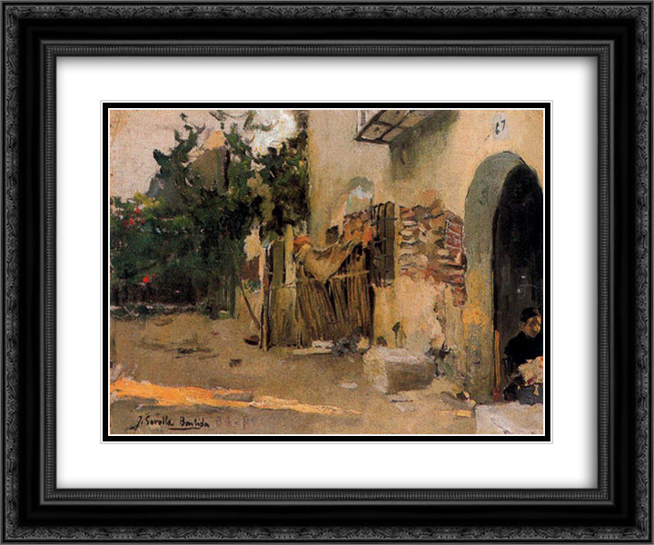 A farmhouse in Valencia 24x20 Black Ornate Wood Framed Art Print Poster with Double Matting by Sorolla, Joaquin