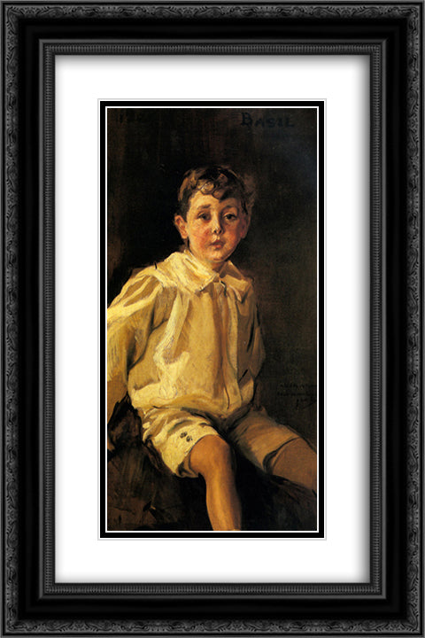 A Portrait of Basil Mundy 16x24 Black Ornate Wood Framed Art Print Poster with Double Matting by Sorolla, Joaquin