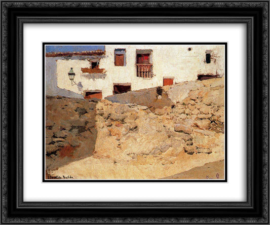 Adobe houses 24x20 Black Ornate Wood Framed Art Print Poster with Double Matting by Sorolla, Joaquin