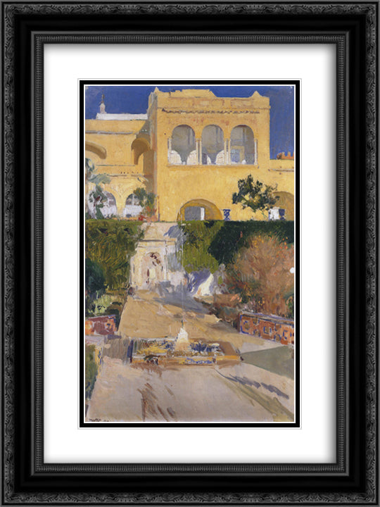 Afternoon sun at the Alcazar of Seville 18x24 Black Ornate Wood Framed Art Print Poster with Double Matting by Sorolla, Joaquin