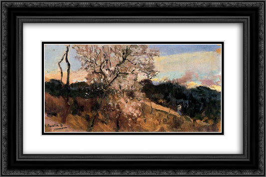 Almond trees in Asis 24x16 Black Ornate Wood Framed Art Print Poster with Double Matting by Sorolla, Joaquin