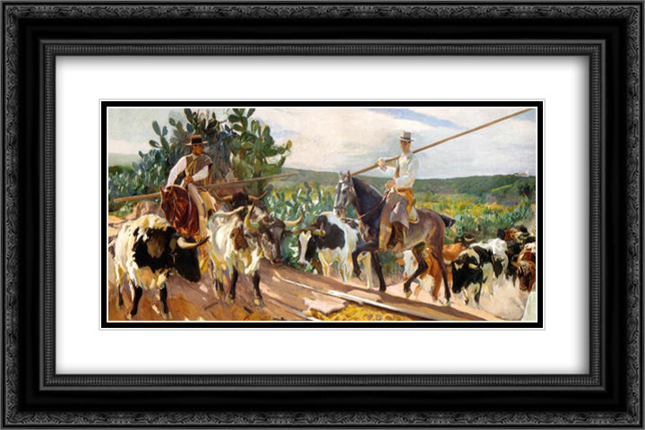 Andalusia, The Round Up 24x16 Black Ornate Wood Framed Art Print Poster with Double Matting by Sorolla, Joaquin