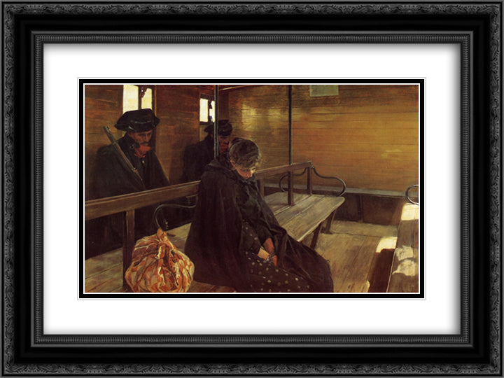 Another Margarita 24x18 Black Ornate Wood Framed Art Print Poster with Double Matting by Sorolla, Joaquin