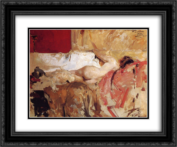 Bacchante 24x20 Black Ornate Wood Framed Art Print Poster with Double Matting by Sorolla, Joaquin