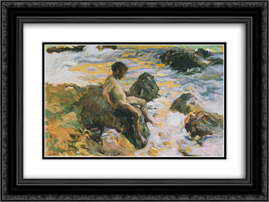 Boy in Sea Foam 24x18 Black Ornate Wood Framed Art Print Poster with Double Matting by Sorolla, Joaquin