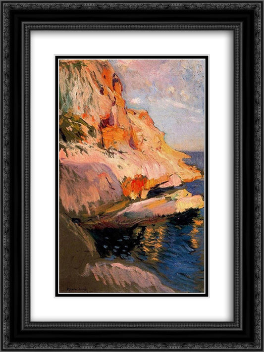 Cave at San Antonio, Javea 18x24 Black Ornate Wood Framed Art Print Poster with Double Matting by Sorolla, Joaquin