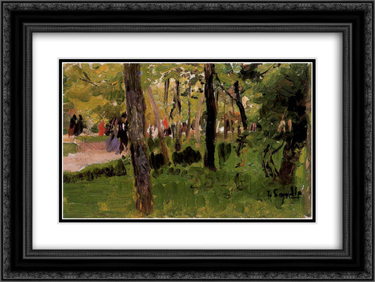 El Retiro, Madrid 24x18 Black Ornate Wood Framed Art Print Poster with Double Matting by Sorolla, Joaquin