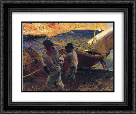 End of the Day, Javea 24x20 Black Ornate Wood Framed Art Print Poster with Double Matting by Sorolla, Joaquin