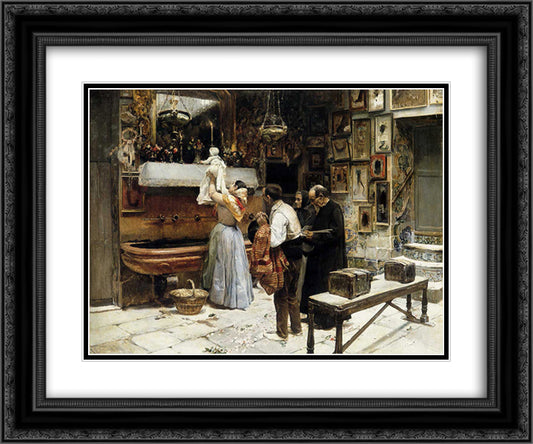 Ex-voto 24x20 Black Ornate Wood Framed Art Print Poster with Double Matting by Sorolla, Joaquin