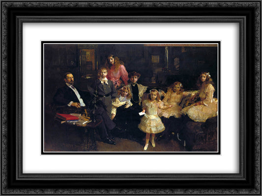 Family Eratruriz 24x18 Black Ornate Wood Framed Art Print Poster with Double Matting by Sorolla, Joaquin