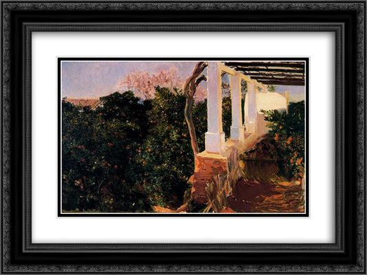 Farmhouse in Alcira 24x18 Black Ornate Wood Framed Art Print Poster with Double Matting by Sorolla, Joaquin