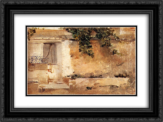 Farmhouse in Valencia 24x18 Black Ornate Wood Framed Art Print Poster with Double Matting by Sorolla, Joaquin