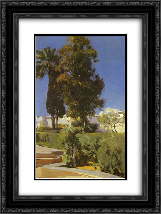 Gardens of Alcazar (Sevilla) 18x24 Black Ornate Wood Framed Art Print Poster with Double Matting by Sorolla, Joaquin