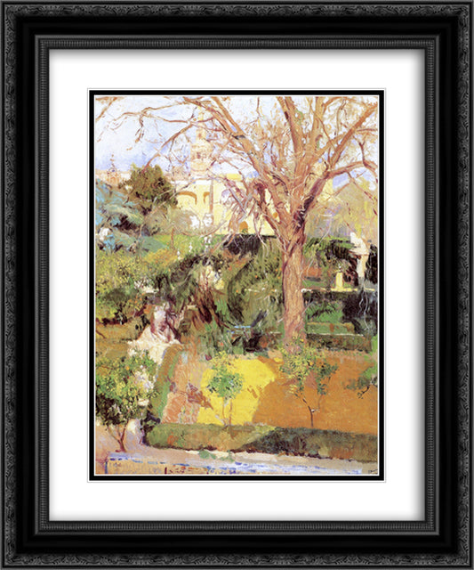 Gardens of the Alcazof Seville in Wintertime 20x24 Black Ornate Wood Framed Art Print Poster with Double Matting by Sorolla, Joaquin