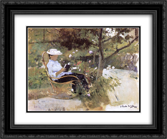 In the Garden 24x20 Black Ornate Wood Framed Art Print Poster with Double Matting by Sorolla, Joaquin