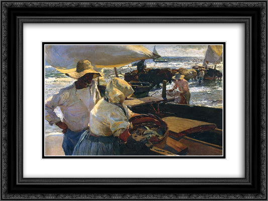 Morning sun 24x18 Black Ornate Wood Framed Art Print Poster with Double Matting by Sorolla, Joaquin