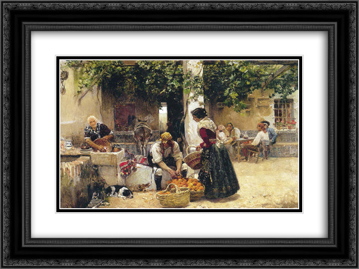 Orange seller 24x18 Black Ornate Wood Framed Art Print Poster with Double Matting by Sorolla, Joaquin
