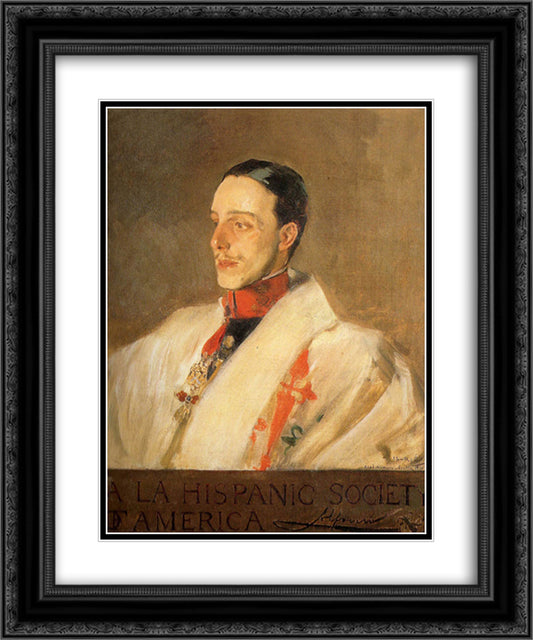 Portrait of King Alfonso 20x24 Black Ornate Wood Framed Art Print Poster with Double Matting by Sorolla, Joaquin