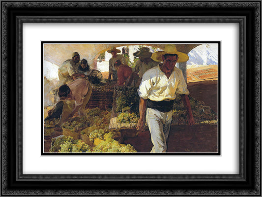Preparing Raisins 24x18 Black Ornate Wood Framed Art Print Poster with Double Matting by Sorolla, Joaquin