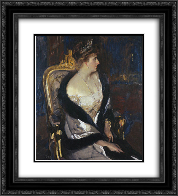 Queen Victoria Eugenia of Spain 20x22 Black Ornate Wood Framed Art Print Poster with Double Matting by Sorolla, Joaquin