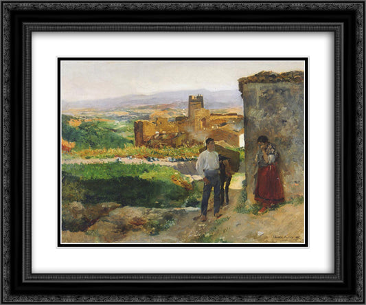 Ruins of Bunol 24x20 Black Ornate Wood Framed Art Print Poster with Double Matting by Sorolla, Joaquin