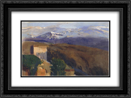 Sierra Nevada, Granada 24x18 Black Ornate Wood Framed Art Print Poster with Double Matting by Sorolla, Joaquin