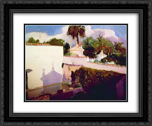 The Alcazar 24x20 Black Ornate Wood Framed Art Print Poster with Double Matting by Sorolla, Joaquin
