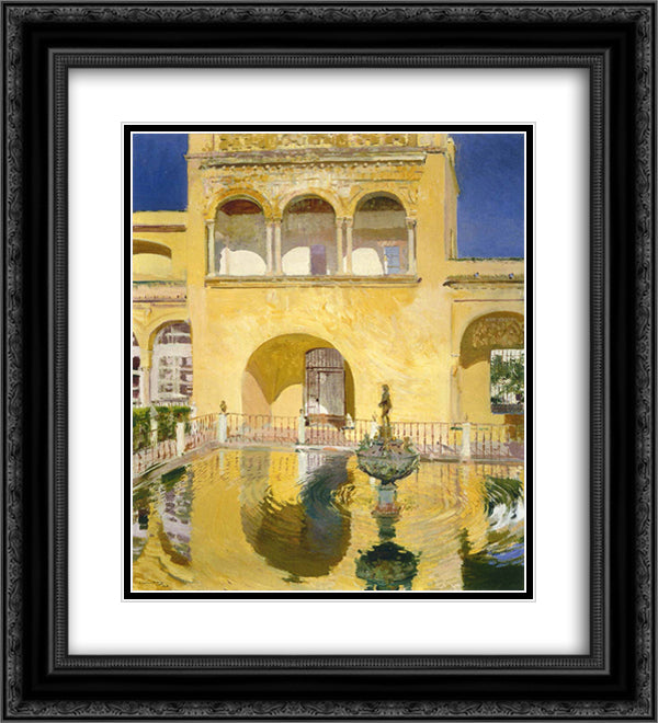 The Alcazat Seville 20x22 Black Ornate Wood Framed Art Print Poster with Double Matting by Sorolla, Joaquin