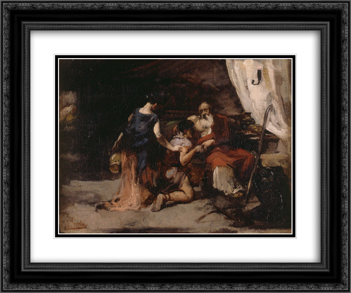The blessing of Isaac 24x20 Black Ornate Wood Framed Art Print Poster with Double Matting by Sorolla, Joaquin